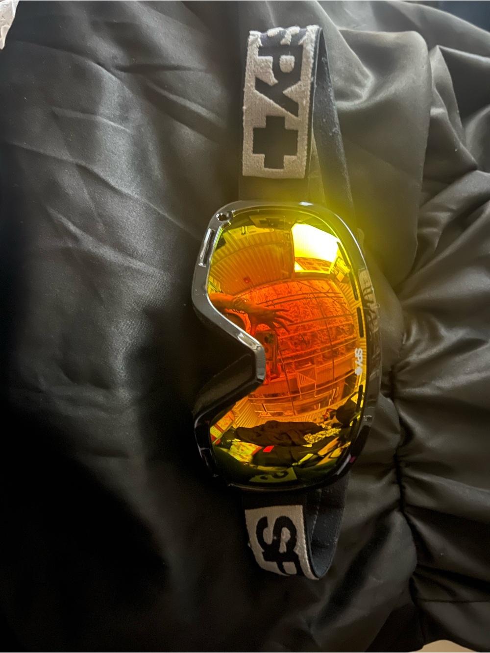 Sky Black Frame Goggles with Red-Yellow Mirrored Lens